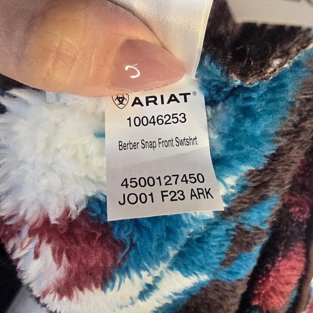 Ariat Berber Snap Front Sweatshirt Women Large Blue Aztec Fleece Western - Picture 4 of 7